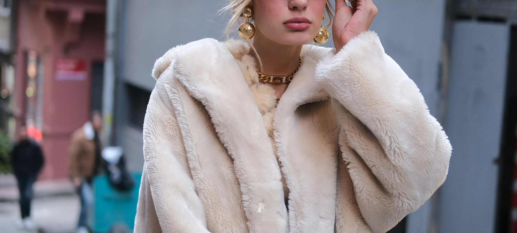 Leather, Suede & Fur Care 2 woman in a fashionable white fur coat