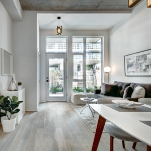 Home 9 Bright, modern apartment with a furnished living room and dining area